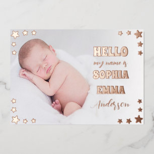 Foto-Geburtsanzeige für Baby Mädchen: Skript & Ste Folieneinladung