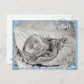 Foto Geburtserklärung für Baby Boy Ankündigungspostkarte (Vorne/Hinten)