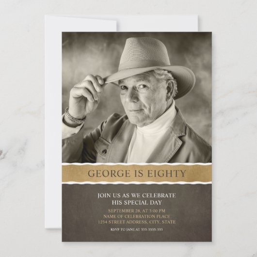 Foto Geburtstag Einladungen 80. Party Bild (Vorderseite)