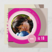 FOTO-GEBURTSTAG LÄDT: EIN: Kreis6sq Einladung (Vorne/Hinten)