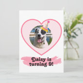 Foto Geburtstag mit rosa Pinsel Einladung (Stehend Vorderseite)