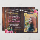 Foto Geburtstag Rosa Blüte laden alle Altersgruppe Einladung (Vorne/Hinten)