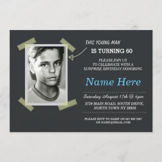 Foto Geburtstag Vintag Black Invite Mens 50. 60. Einladung