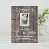 Foto Geburtstag Vintag Blue Überraschung Einladung (Stehend Vorderseite)