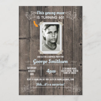 Foto Geburtstag Vintag Blue Überraschung Einladung