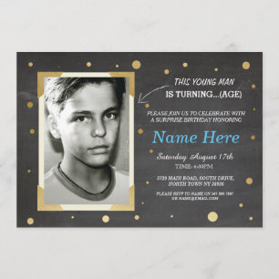 Foto Geburtstag Vintag Chalk Einladung Mens 30. 40