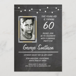 Foto Geburtstag Vintagen Stil Chalk Lichter laden Einladung