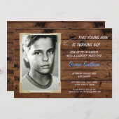 Foto Geburtstag Vintagen Stil Holzeinladungen Einladung (Vorne/Hinten)