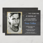 Foto Geburtstag Vintager Chalk Einladungen (Vorne/Hinten)