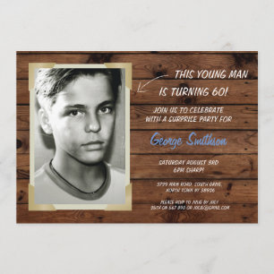 Foto Geburtstag Vintager Stil Holzeinladungen Einladung
