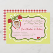 Foto-Geburtstags-Einladung der Erdbeere| Einladung (Vorne/Hinten)