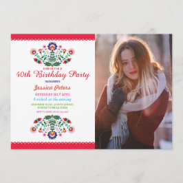 Foto-Geburtstags-Party-Blumenfiesta-Mexikaner Viva Einladung