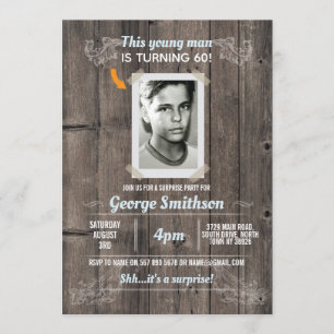 Foto-Geburtstags-Vintage blaue Einladung