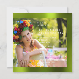 Foto Geburtstagsparty Cali Green Metal Einladung