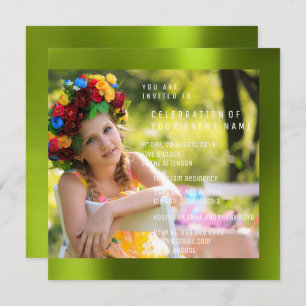 Foto Geburtstagsparty Cali Green Metal Einladung