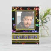 Foto Geburtstagsparty Einladung mit Blasen (Stehend Vorderseite)