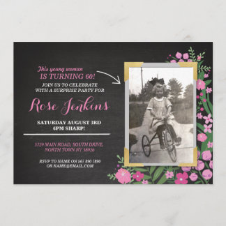 Foto Geburtstagsparty Rosa Blüte jedes Alter Einla Einladung