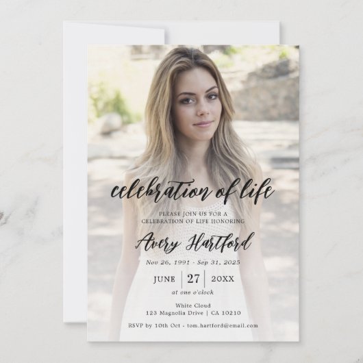 Foto-Gedächtnisfeier zum Tode Einladung (Vorderseite)