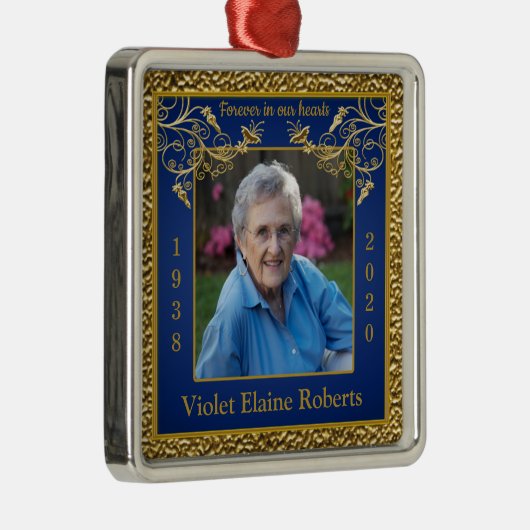 Foto Gedächtnisweihnachtskirche Blaue Ornament Aus Metall (Rechts)