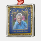 Foto Gedächtnisweihnachtskirche Blaue Ornament Aus Metall (Links)