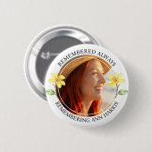 Foto-Gedenk-Erinnerung | Gelbe Blume Button (Vorne & Hinten)