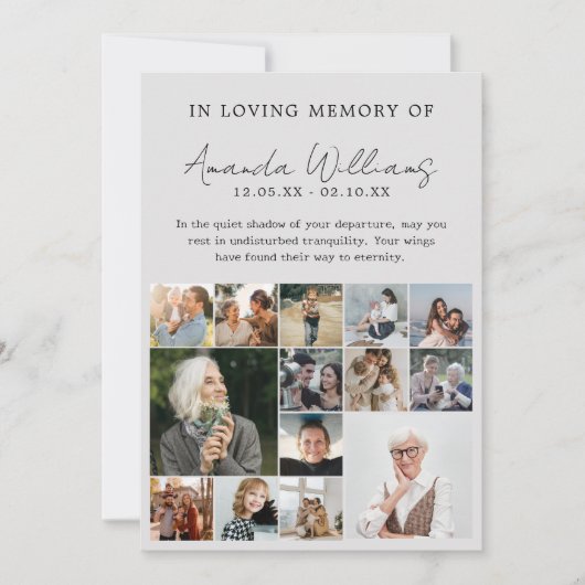 Foto Gedenkfeier - 15 FotoCollage Dankeskarte (Vorderseite)