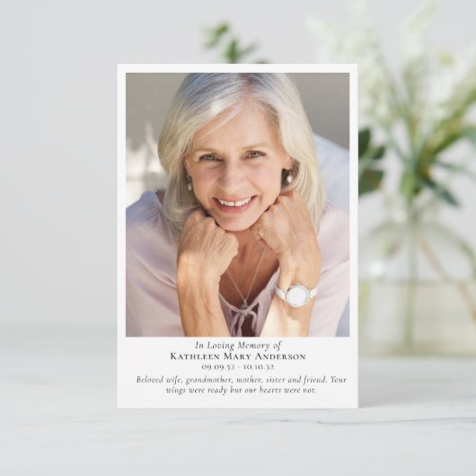 Foto Gedenkfeier Beileid Beerdigung Dankeskarte (Stehend Vorderseite)