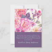 Foto-Gedenkfeier für Blumenbeerdigung Beileid Dankeskarte (Rückseite)