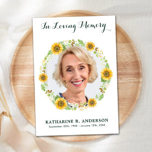 Foto-Gedenkfeier für Sonnenblumen Beileid Dankeskarte