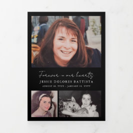 Foto-Gedenkfeier zur Beerdigung des Lebensprogramm Dreifach-gefaltete Programmkarte