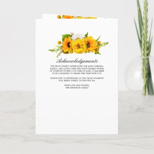 Foto-Gedenkfeier zur Beerdigung des Lebensprogramm Programm (Rückseite)