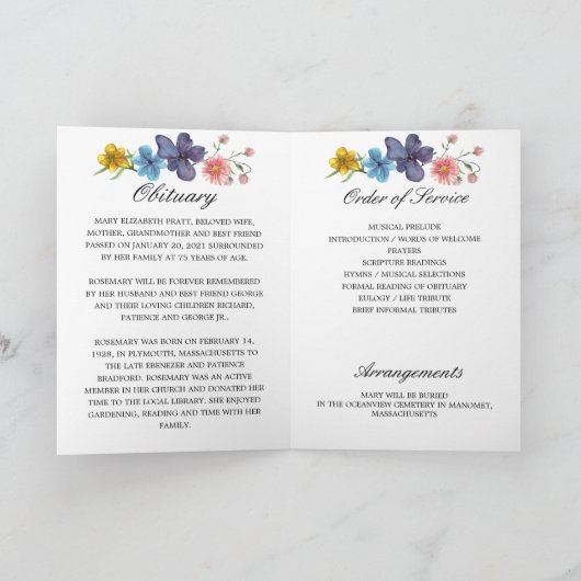 Foto-Gedenkfeier zur Beerdigung des Lebensprogramm Programm (Innenseite)