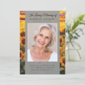 Foto-Gedenkprogramm für Sonnenblumen Einladung (Stehend Vorderseite)