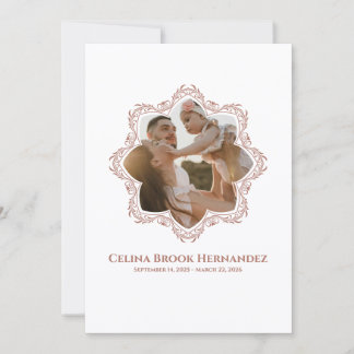 Foto-Gedenkprogramm — Rose Brown Rahmen Einladung