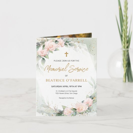 Foto-Gedenkservice für das Goldkreuz und die Blume Einladung (Vorderseite)