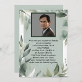 Foto-Gedenkstätte für Grün und Weiß-Blätter Einladung (Vorne/Hinten)