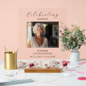 Foto-Gedenkstätte für Pink und Weißmohn 11x14 Acrylschild (Hochzeit)