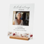 Foto-Gedenkstätte für Pink und Weißmohn 11x14 Acrylschild (Winkel)