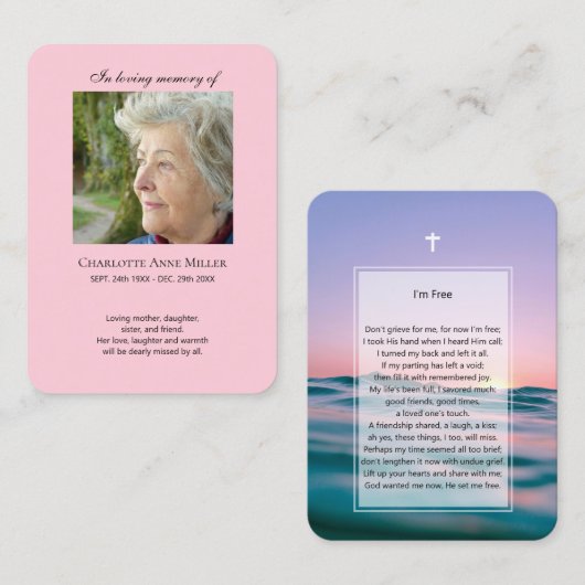 Foto Gedenkstätte Ich bin Gratis Gebetskarte Visitenkarte (Vorne/Hinten)