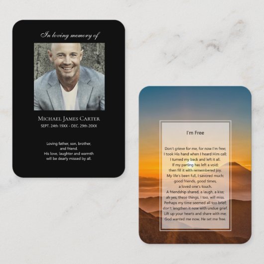 Foto Gedenkstätte Ich bin Gratis Gebetskarte Visitenkarte (Vorne/Hinten)