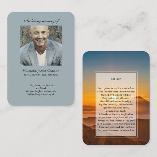 Foto Gedenkstätte Ich bin Gratis Gebetskarte Visitenkarte (Vorne/Hinten)