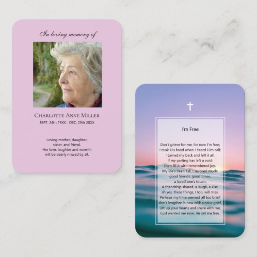 Foto Gedenkstätte Ich bin Gratis Gebetskarte Visitenkarte (Vorne/Hinten)