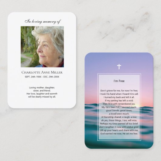 Foto Gedenkstätte Ich bin Gratis Gebetskarte Visitenkarte (Vorne/Hinten)