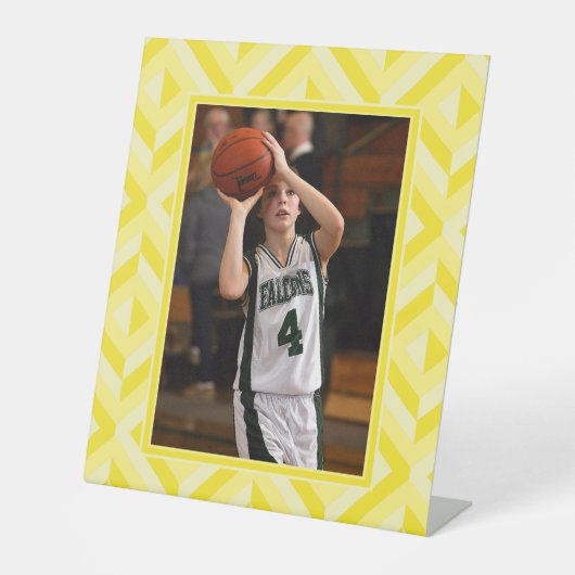 Foto Gelb dreiteiliges Diamantmuster Sockelschild (Vorderseite)