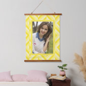 Foto Gelb dreiteiliges Diamantmuster Wandteppich Mit Holzrahmen (Schlafzimmer)