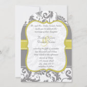 Foto Gelb & Grau Vintag Damask Einladung (Vorderseite)