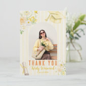 Foto Gelbe Streifen Zitronen und Blumen Abschluss Dankeskarte (Stehend Vorderseite)