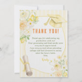 Foto Gelbe Streifen Zitronen und Blumen Abschluss Dankeskarte (Rückseite)