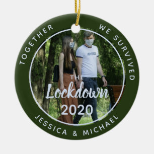 Foto gemeinsam überlebten Lockdown 2020 Quarantäne Keramik Ornament