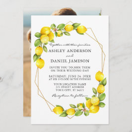 Foto Geo Frame Wedding Aquarelllemonen Einladung